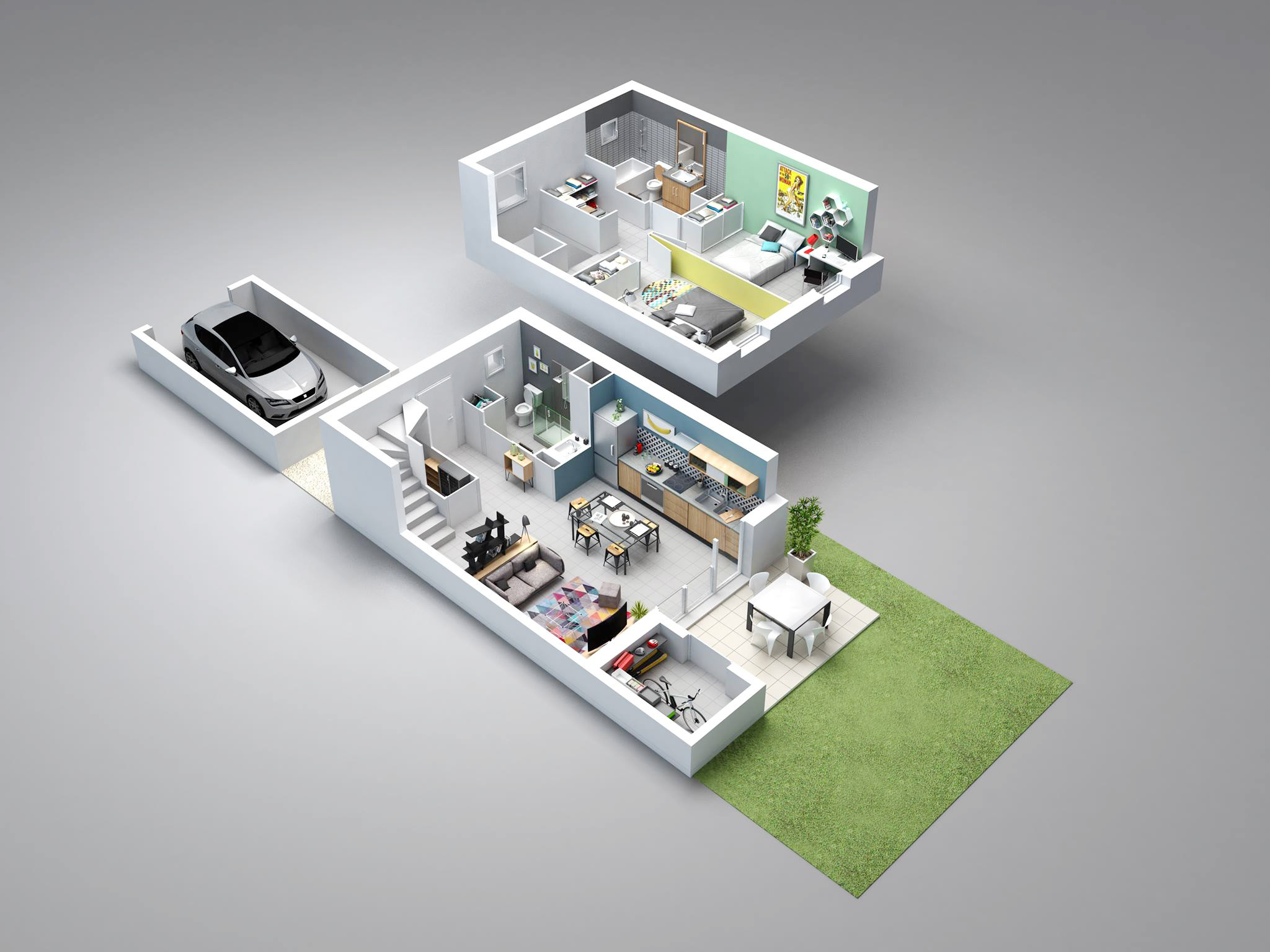architecture-plans, coupe maison 3D